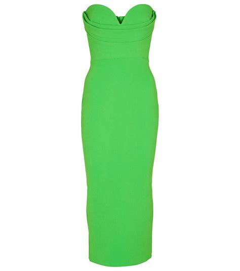Buy Alex Perry Darcy Crêpe Bustier Midi Dress Green At 30 Off