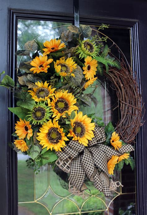 Spring Summer Wreath Sunflower Wreath Front Door Decor W Etsy