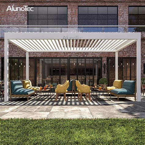 China Aluminum Louver Roof Waterproof Retractable Pergola Gazebo For