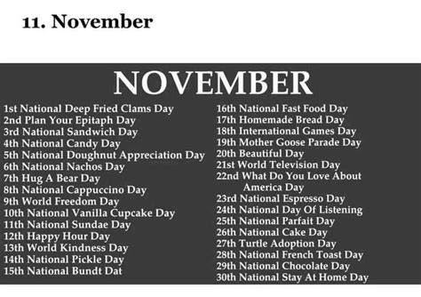 November Holidays National Holiday Calendar Silly Holidays National