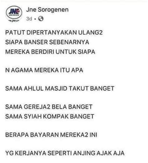 Kasus jne sorogenen ini terpantau bbrp ahmadyanibanser reborn facebook : Jne Sorogenen Banser - Nominasi Banser Ganteng Se ...