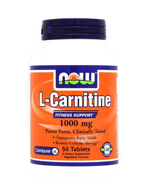 L Carnitine 1000mg By Now Foods 50 Tablets 3700