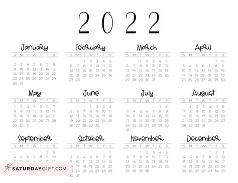 2022 Printable Yearly Calendar Free Printable Calenda