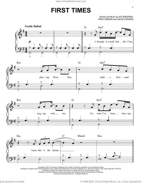 First Times Sheet Music For Piano Solo Pdf Interactive