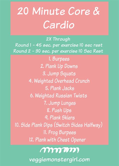 20 Minute Core And Cardio Wokrout To Do At Home Best Of