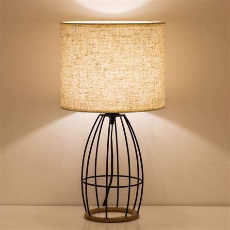 Farmhouse Table Lamp Basket Cage Style Black Chrome Metal Base With