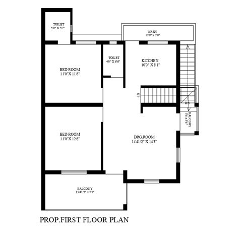 Bhk House First Floor Plan Autocad Drawing Download Dwg File Cadbull