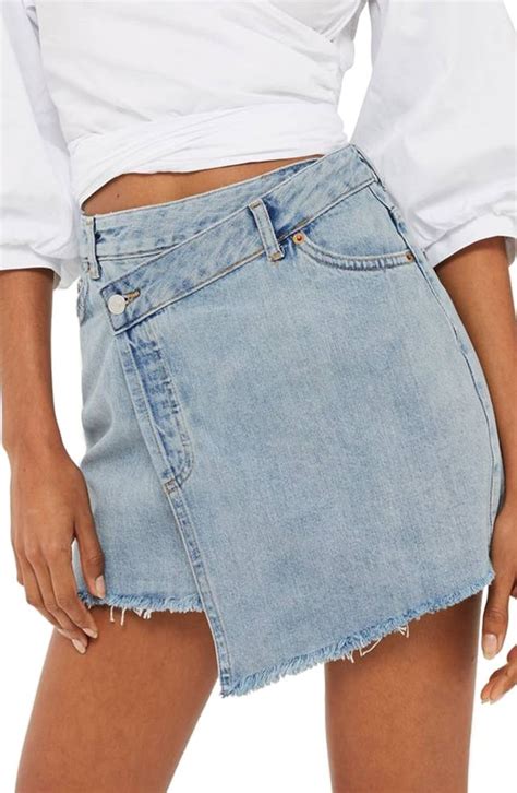 Topshop Deconstructed Denim Skirt How To Wear A Skirt For Fall POPSUGAR Fashion Photo
