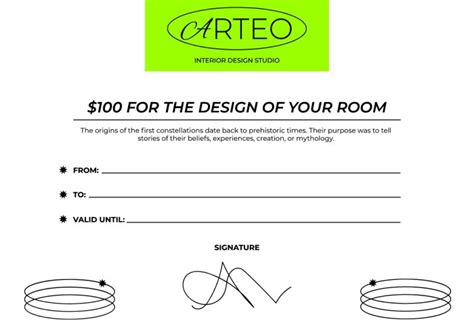 Customize Online This Modern Arteo Interior Design Gift Certificate