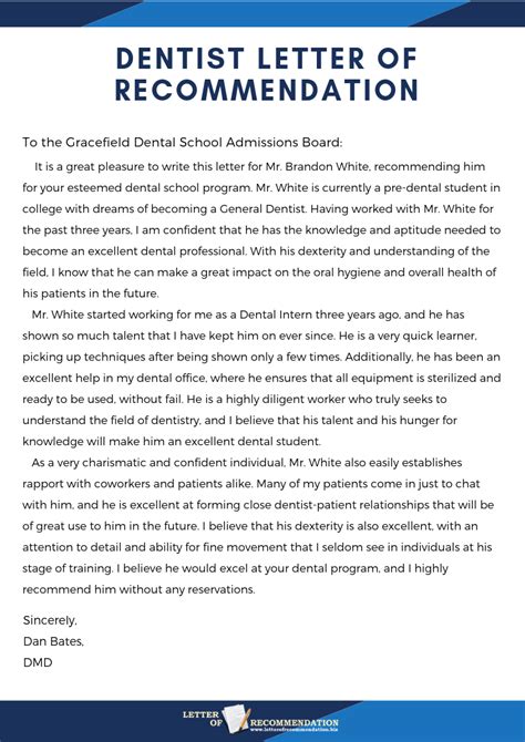 Dental School Letter Of Recommendation Mt Home Arts