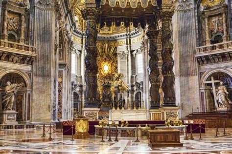 Interior The Saint Peter S Basilica In Vatican City Rome Editorial