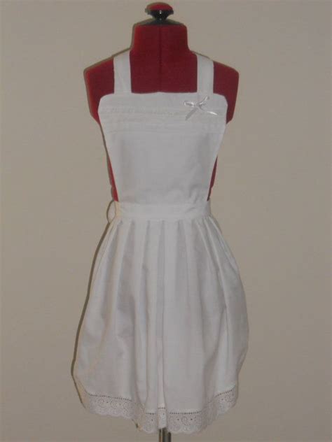 pretty pleated cotton full apron with lace trim etsy lace trim apron clothes