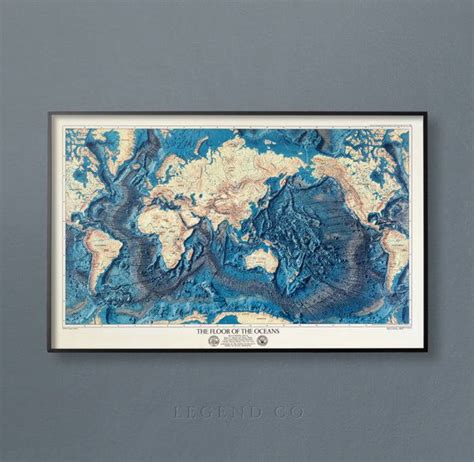 Ocean Floor Map World Map Oceans Map Atlantic Ocean Map Etsy World