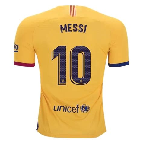 Acheter Maillot Football Barcelone No10 Messi Exterieur 2019 20 Jaune