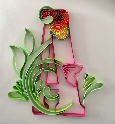 Quilling Letter A Template Quilling Art Colorful Letter A Etsy