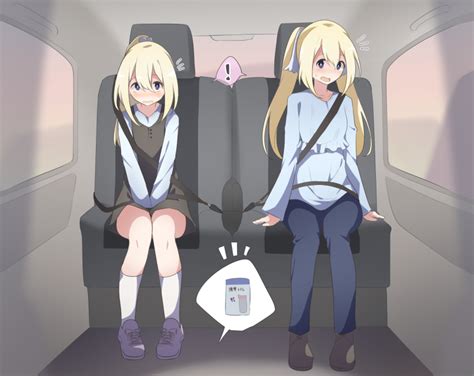 Watakarashi Original Translation Request 2girls Arms At Sides Between Legs Blonde Hair