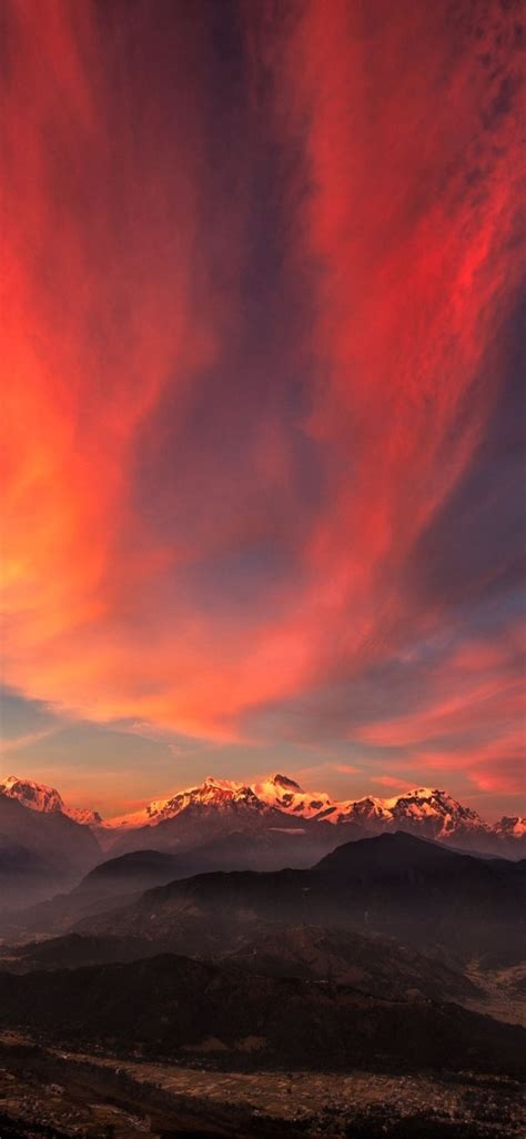 Sunset Mountains Tibet Iphone 11 Wallpaper