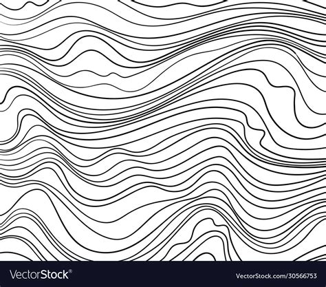 Wave Lines Pattern Black Wavy Lines Isolated Vector Image