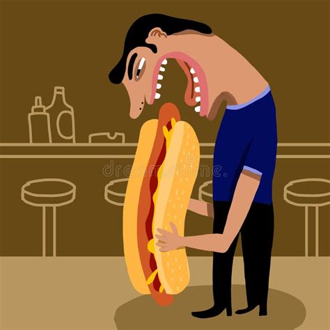 Man Eating A Hot Dog Stock Vector Illustration Of Draw 11454081