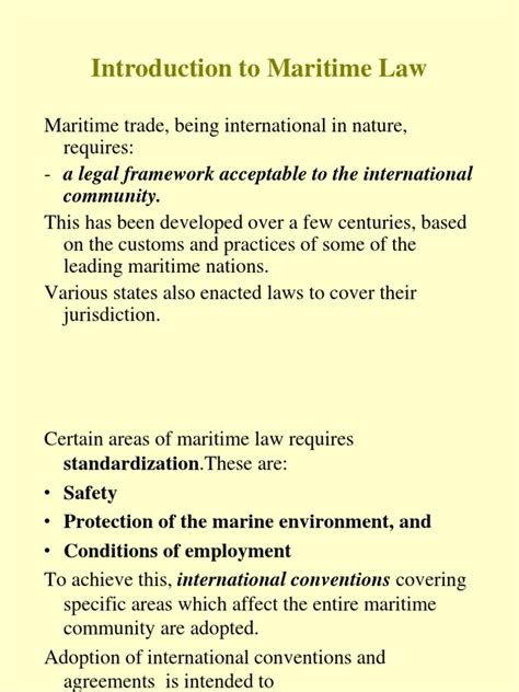 Introduction To Maritime Law Pdf Admiralty Law International