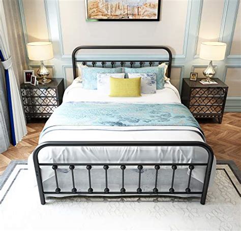 Metal Bed Frame Queen Size With Headboard And Footboard Single Platform
