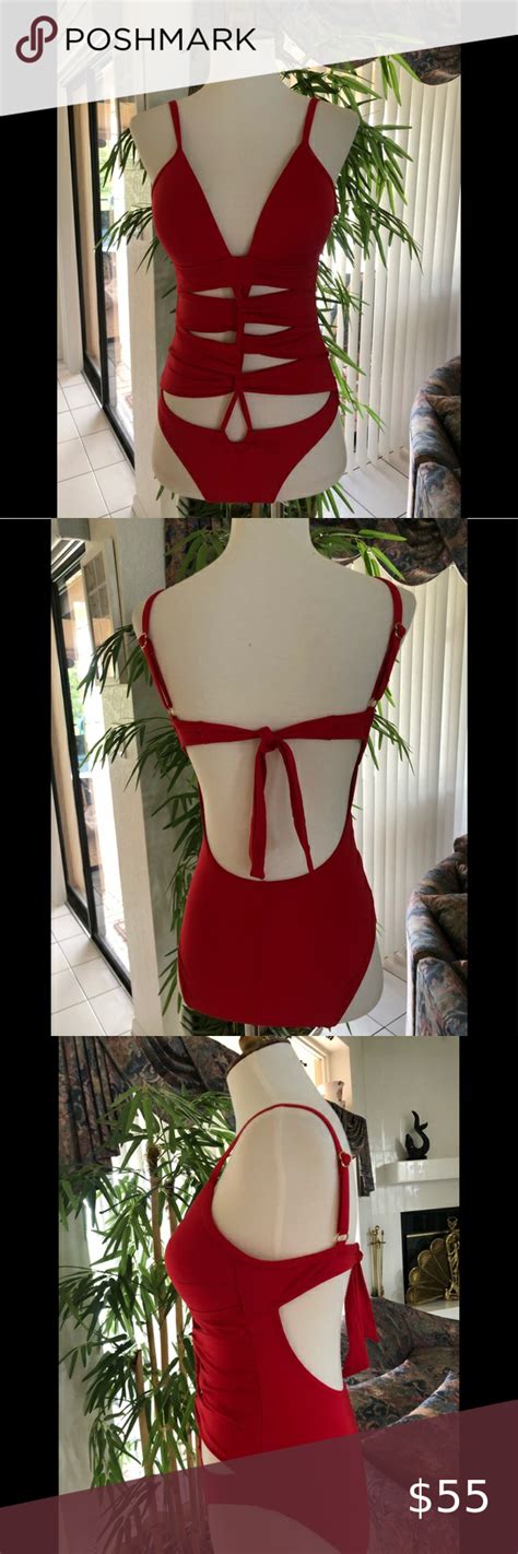 Kenneth Cole Nwot Red Strappy 1 Piece Swimsuit S Kenneth Cole Nwot Super Sexy Red Strappy One