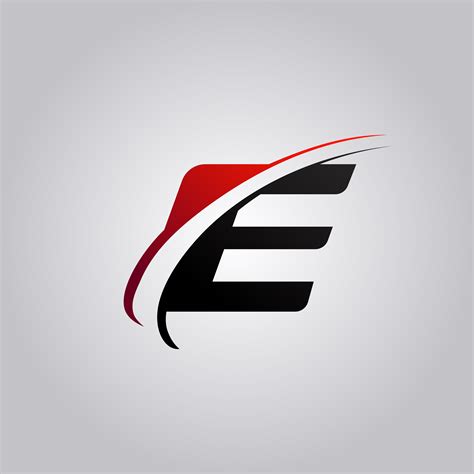 Logotipo Inicial Da Letra E Com Swoosh Colorido Vermelho E Preto Vetor No Vecteezy