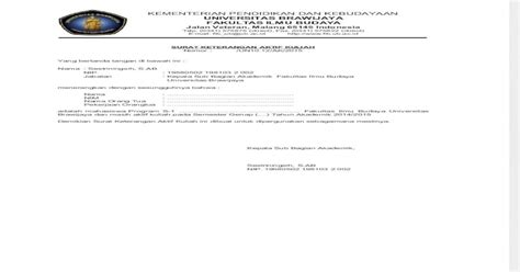 Form Permohonan Surat Keterangan Aktif Kuliah Pdf Document