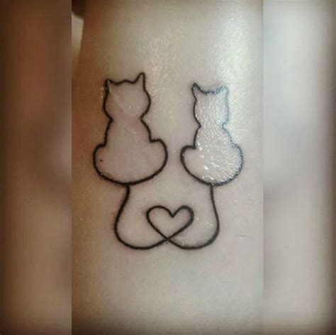 Two Cats Heart Tattoo Cat Tattoo Simple Cat Tattoo Designs Tattoos For Daughters
