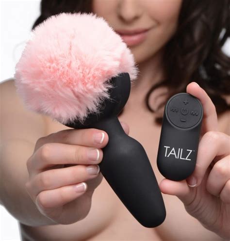 Tailz Remote Control Vibrating Pink Bunny Tail Anal Plug Bondage