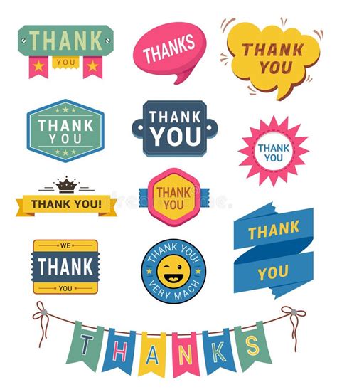 Collection Multicolored Thank You Signs Isometric Vector Greeting