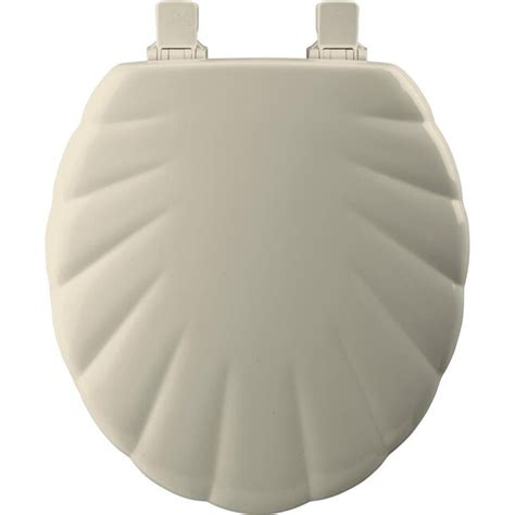 Mayfair Sculptured Shell Lift Off Bone Round Toilet Seat In The Toilet