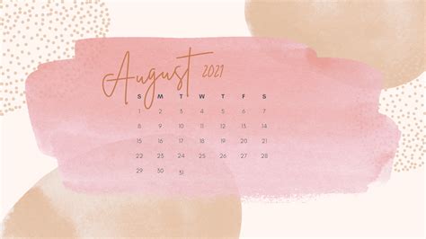 Free August 2021 Desktop Calendar Background Nikkis Plate