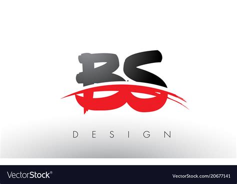 Bs B S Brush Logo Letters With Red And Black Vector Image