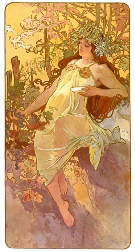 “the Seasons Autumn” Poster By Alphonse Mucha Colour Lithograph 103 X 54 Cm 1896 Art And