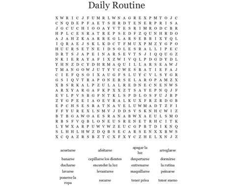 Daily Routine Word Search Wordmint Word Search Printable