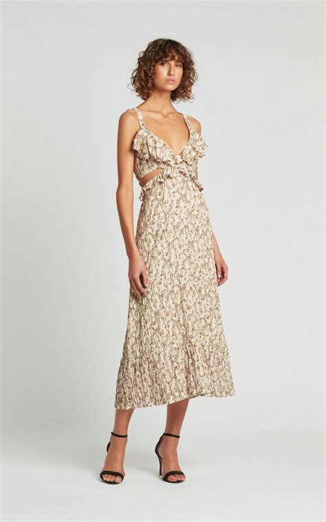 SIR THE LABEL Alba Cutout Printed Stretch-Cotton Midi Dress - We Select ...