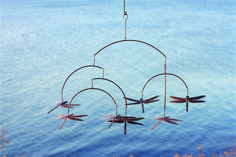 Dragonflies Mobile Ornament For Your Garden Unique Wind Chime Metal