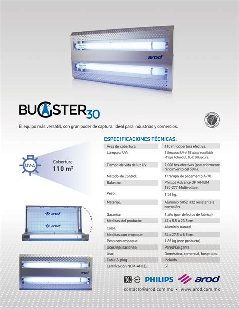Bugster 30 Lámpara Atrapa Insectos 2 Tubos De Luz Arod