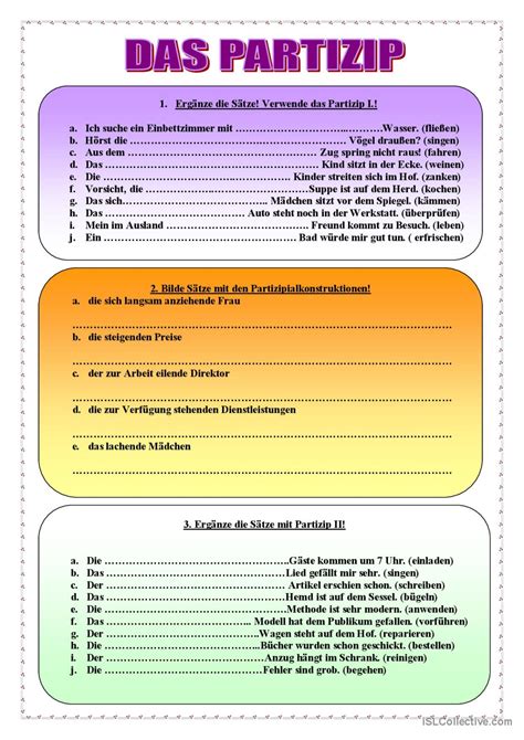 Das Partizip Arbeitsblatt Deutsch Daf Arbeitsblätter Pdf And Doc