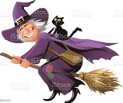 Witch Flying On A Broom Stock Illustration Download Image Now Istock