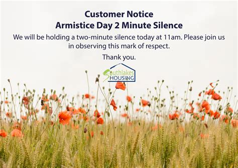 Customer Notice Armistice Day 2 Minute Silence South Lakes Housing