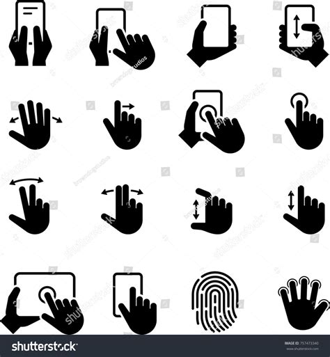Hand Gestures Touchscreen Finger Tap Icons Stock Vector Royalty Free