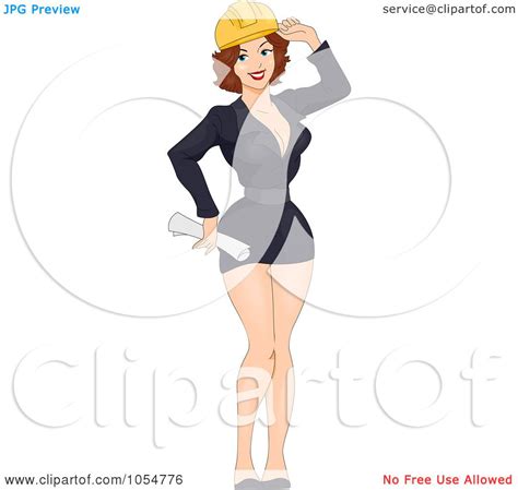 Royalty Free Vector Clip Art Illustration Of A Sexy Female Engineer