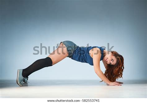 Twerk Redhead Woman Jeans Shorts On Stock Photo 582553741 Shutterstock