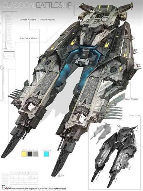 Artstation Classical Battleship Evan Lee Space Ship Concept Art