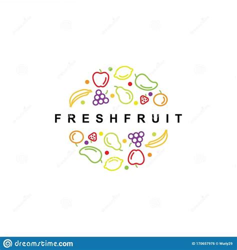 Fresh Fruit Logo Design With Colorful Fruits And Berries