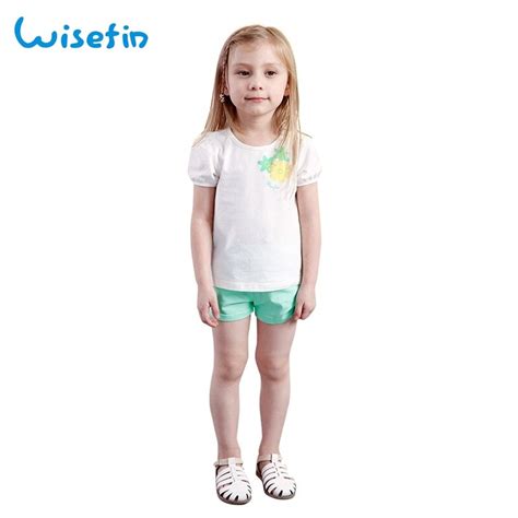 Wisefin Summer Girls Two Piece Suit Floral Baby Sets Short Sleeve