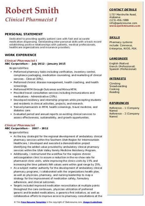 Clinical Pharmacist Resume Example 2023 Writing Tips Resumekraft 2023