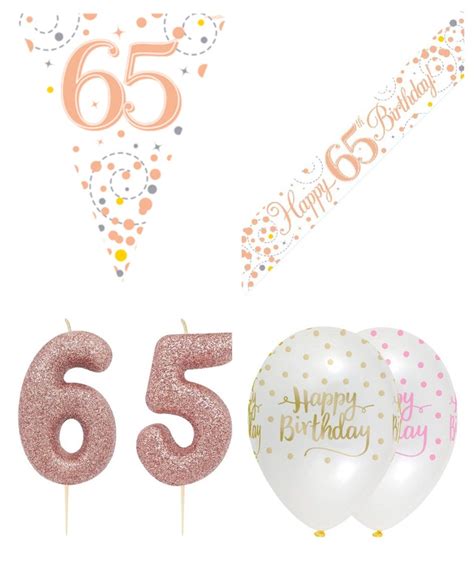 65th Birthday Party Decorations Kit Rose Gold Banner 6pcs Etsy